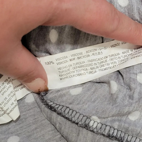 Zara Basic‎ Long Sleeve T-Shirt Gray White Polka Dot Zipper Back Pullover Tee M - Picture 8 of 9